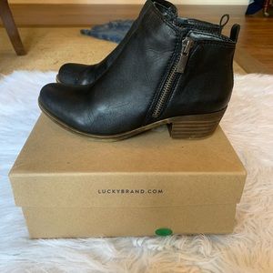 Lucky brand Basel leather black booties